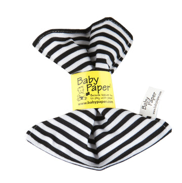 Baby Paper Crinkle Teether Toy - Non-Toxic Washable, 6x6 Inch, Black and White Stripes, Model BP106