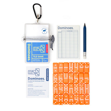 Kikkerland Dominoes Travel Game - White, Compact Size 2cm x 1cm x 0.5cm, Durable Materials, Model GG248