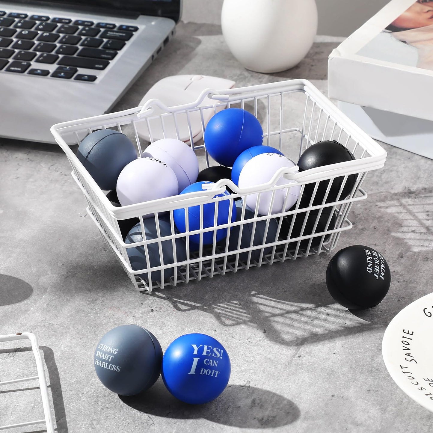 Zomiboo 20 Pieces Motivational Stress Balls Bulk for mature-themeds Back to School Gifts Fidget Inspirational Funny Toys Squeeze Balls Employee Appreciation Gift for mature-themed Goodie Bag(Bright Color)