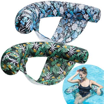 Finduwill Inflatable Pool Floats Chair - 2 Pack Fabric Covered Pool Lounger Float With Sling, Swimming Noodle Chairs Pool Floati