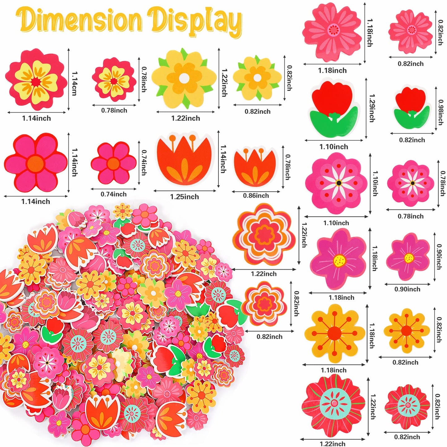 Julbear Flower Foam Sticker, 300Pcs Bulk Spring Self-Adhesive Foam Stickers Colorful Mixed Stickers For Kids Party Diy Crafts Fa