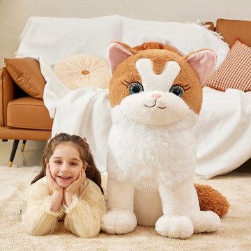 Ikasa Giant Ragdoll Cat Stuffed Animal Plush Toy,Large Big Jumbo Soft Toys,23' Huge Size Cute Fluffy Plushy Fat Oversized Plushie,Gifts For Kids Girls Boys (23 Inches, White)
