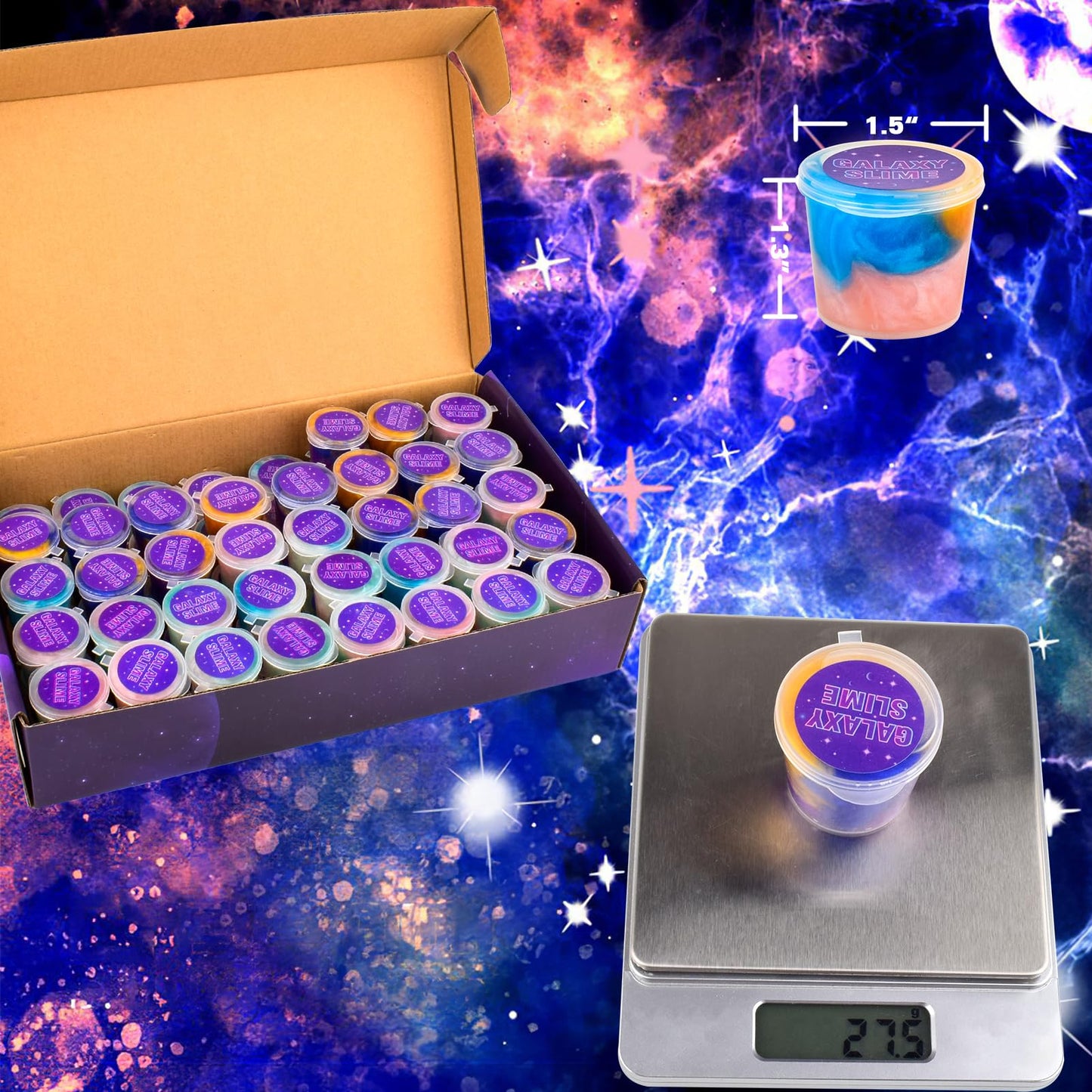 Galaxy Slime Party Favors with 75 Pack Mini Slime kit Stretchy Slime Kit for Classroom Prizes  Christmas Stocking Stuffers  Goodie Bag Stuffers for Kids Boys Girls