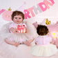 Aori Reborn Doll Clothes For 17-20 Inch Dolls 3Pcs Newborn Baby Girl Outfit Set (Pink Bodysuit + White Tutu Skirt + Birthday Hat