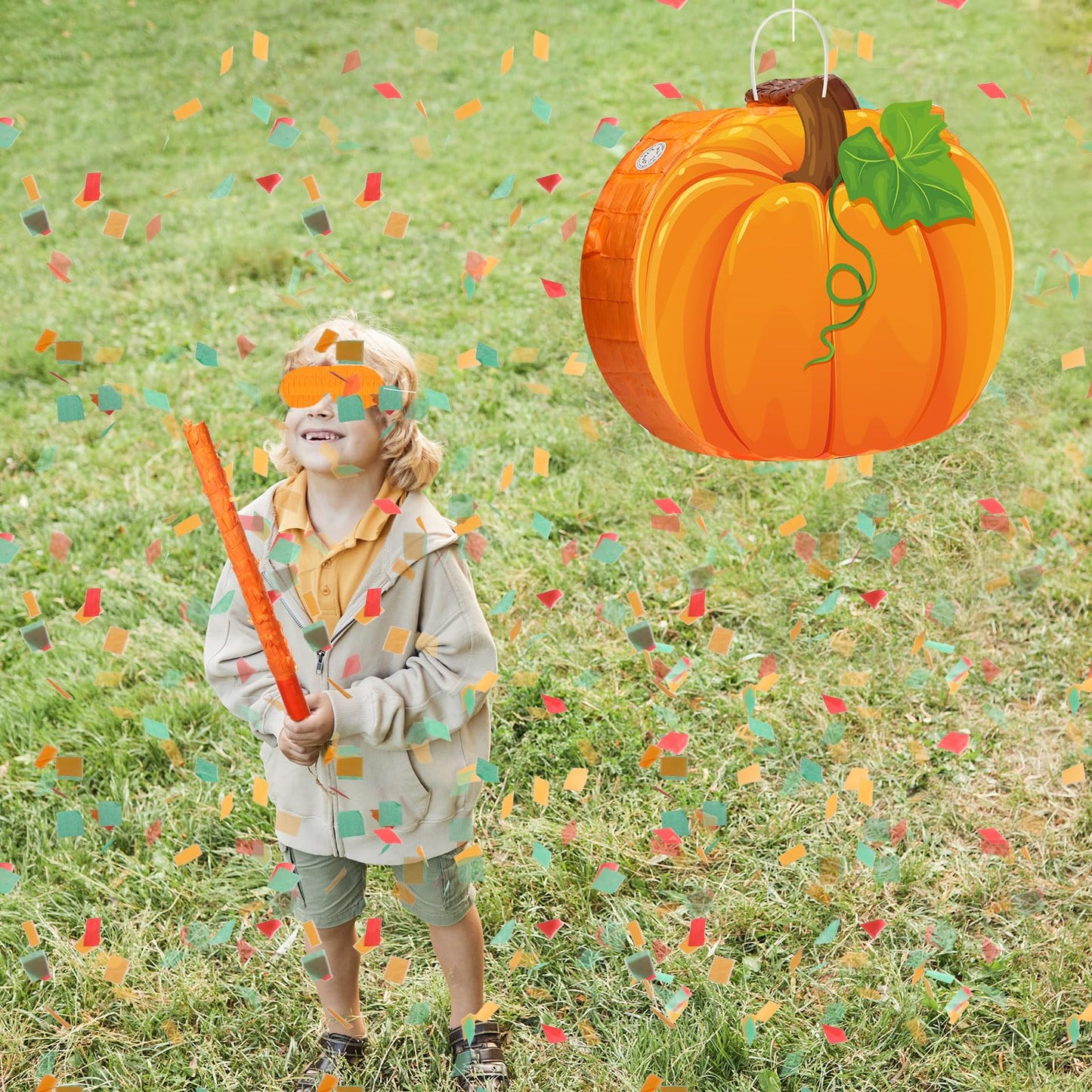 Harrycle Fall Piata Thanksgiving Party Piata with Blindfold Bat and Confetti Pumpkin Maple Leaf Turkey Piata for Thanksgiving Au