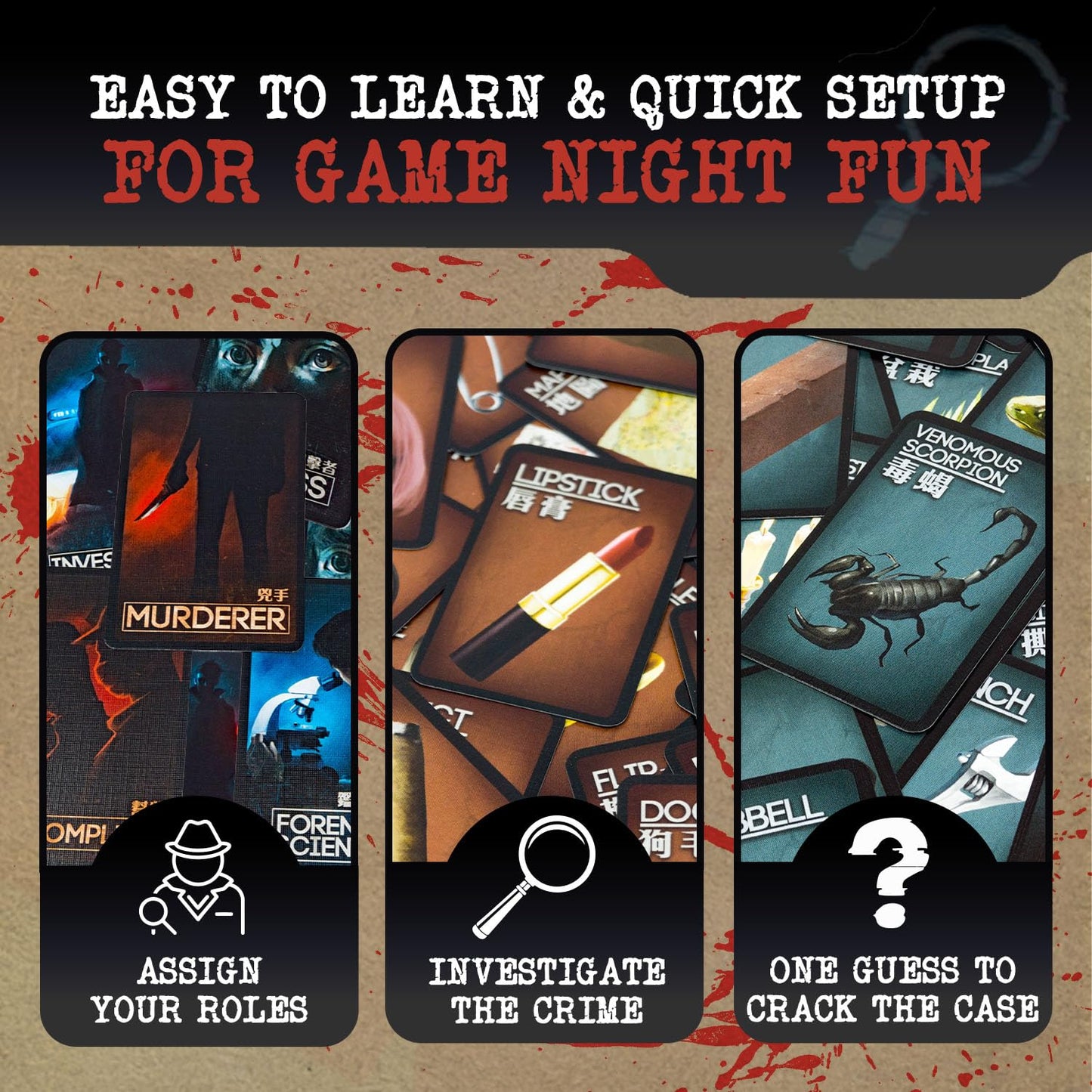 Grey Fox Games Deception: Murder in Hong Kong Board Game, Multi-Colored, Model GFG96761, Cardboard