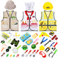 Deekin 3 Sets Kids Dress Up and Pretend Clothes with Plastic Toys for Toddler 3-7 Ages  Role Play Construction Worker  Chef  Explorer Dress Up Vest for Boys Girls Costumes Accessories Play