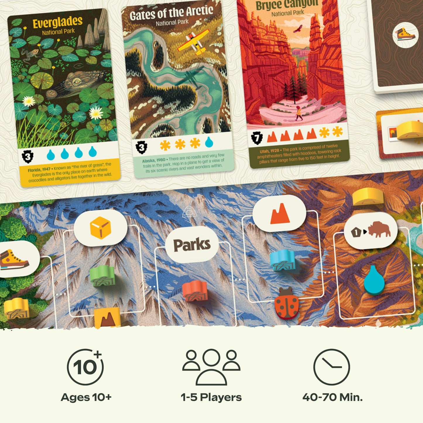 Keymaster Games Parks 2nd Edition - Strategy Game for Families, Ages 10+, 1-5 Players, 10.5"x2.75"x0.04", Wood