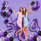 Naninuneno 24Th Birthday Decorations Set For Girl Women Boy Men,Purple Black 24 Happy Birthday Balloons Supplies With Purple Num