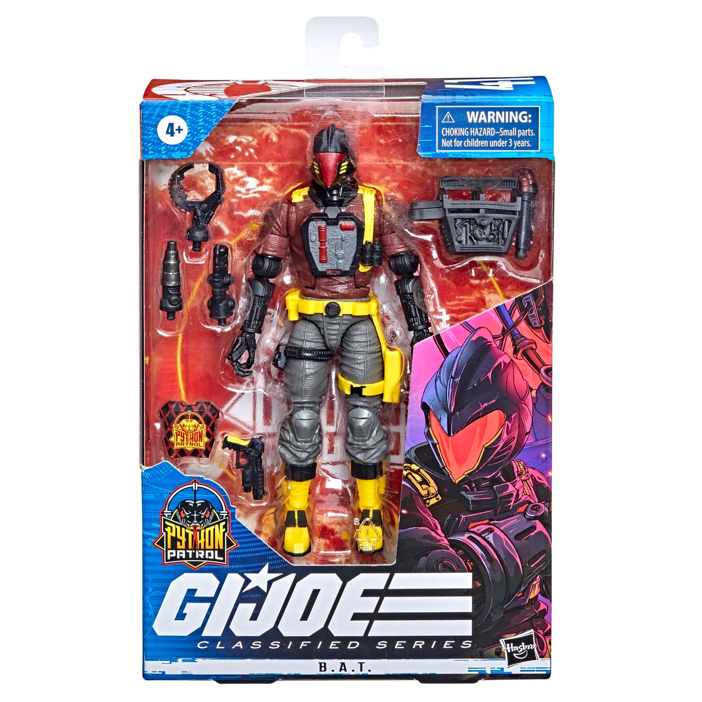 G.I. Joe Classified Series Figure, 6' Special B.A.T. Figure With Accessories - F4754 - Hasbro, Red, Gray And Black