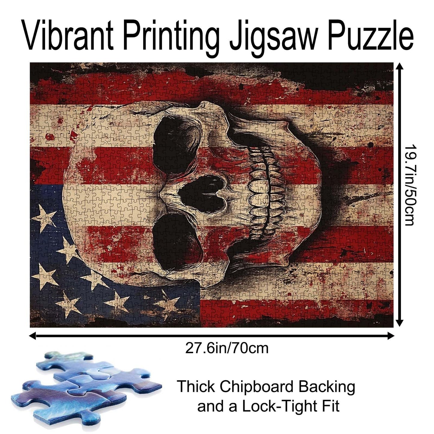 Terror Skull Skeleton 1000 Pieces mature-themed Jigsaw Puzzle Graffiti American Flag Perfect for Fun Brain Puzzle Lovers Vibrant Illustrations and Quality Pieces Challenging and Relaxing Great Gift Idea