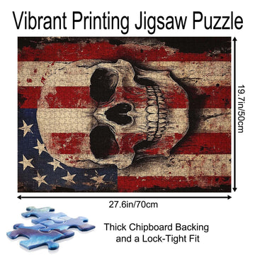 Terror Skull Skeleton 1000 Pieces mature-themed Jigsaw Puzzle Graffiti American Flag Perfect for Fun Brain Puzzle Lovers Vibrant Illustrations and Quality Pieces Challenging and Relaxing Great Gift Idea