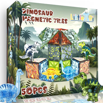 Magnetic Tiles Dinosaur Toys For Kids 3-5 5-7 For Boys Ages 2-4 Magnet Building Blocks Toddler Toy Dinosaurs - Educational For Toddlers 1-3 Stem Learning Resources For Kids Ages 3 4 5 6 7 8 - Dinosaur