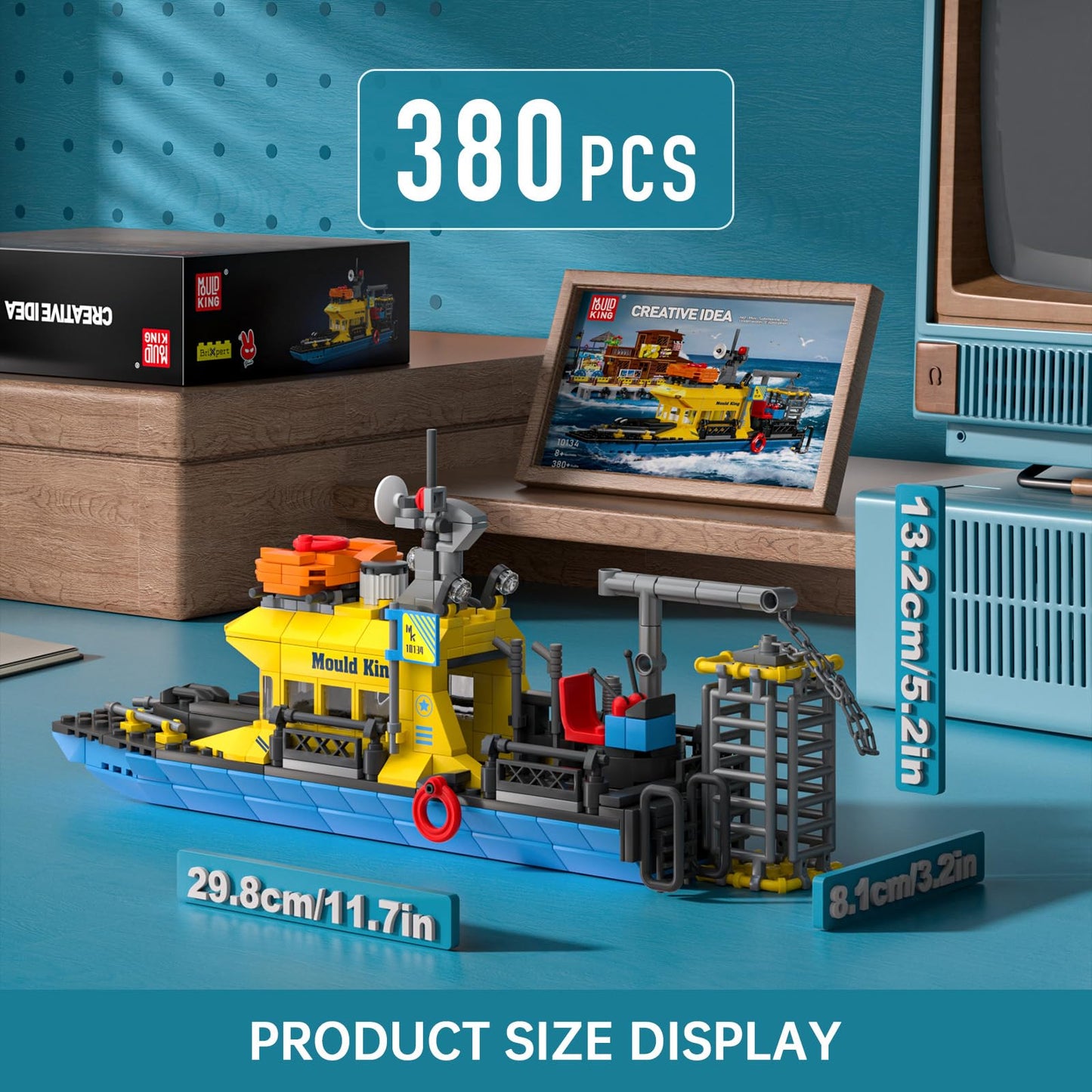 Mould King Ocean Explorer Ship Building Kits  City Boat Model  House Decor for Boys to Play  Block Set Compatible with Most Brands  Gift for 8 10 12 Years Old Kids and mature-themed 10134 (380 Pcs)