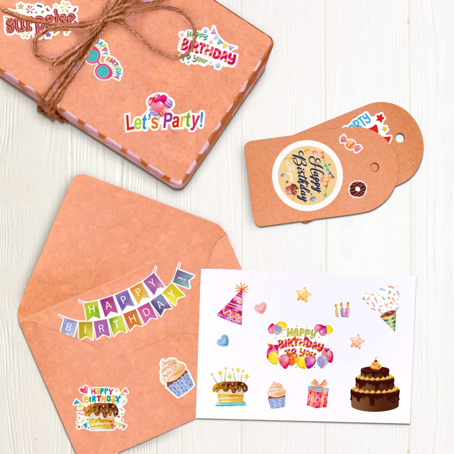 Linaye 24 Sheets Happy Birthday Stickers For Kids Adults 730 Counts Birthday Stickers Small Large Stickers For Birthday Party, B