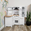 Sunnydaze Cozy Corner Interactive Play Kitchen Set For Kids - Wooden Kitchen Playset With Stainless Steel Accessories - White