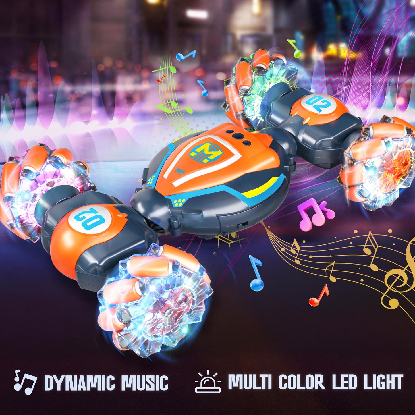 Bezgar Remote Control Car - Gesture Sensing Rc Stunt Car With 3 Sensor Modes, Lights & Music, 4Wd All Terrain Hand Controlled Rc