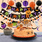 meowtastic Halloween Birthday Decorations - Happy Birthday Banner with Honeycomb Ball, Halloween Hanging Swirl Streamer, Circle