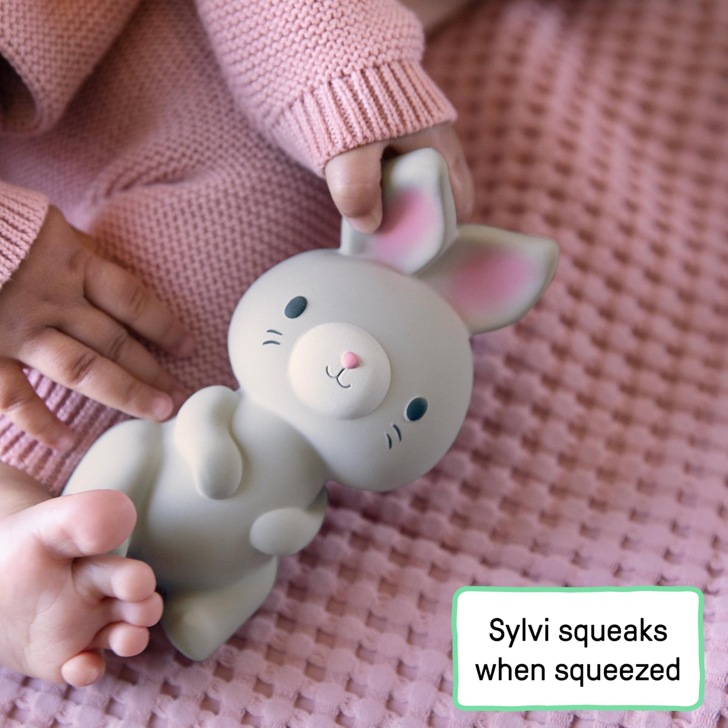 Ingenuity Sylvi Natural Rubber Teether 5.75 Toy, BPA Free, for Babies Ages 3+ Months, Multisensory