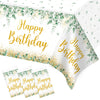 Lopeastar 3Pcs Neutral Sage Green Birthday Decorations Tablecloths, Glitter Gold Happy Birthday Table Cover, 54 x 108 Inch Large