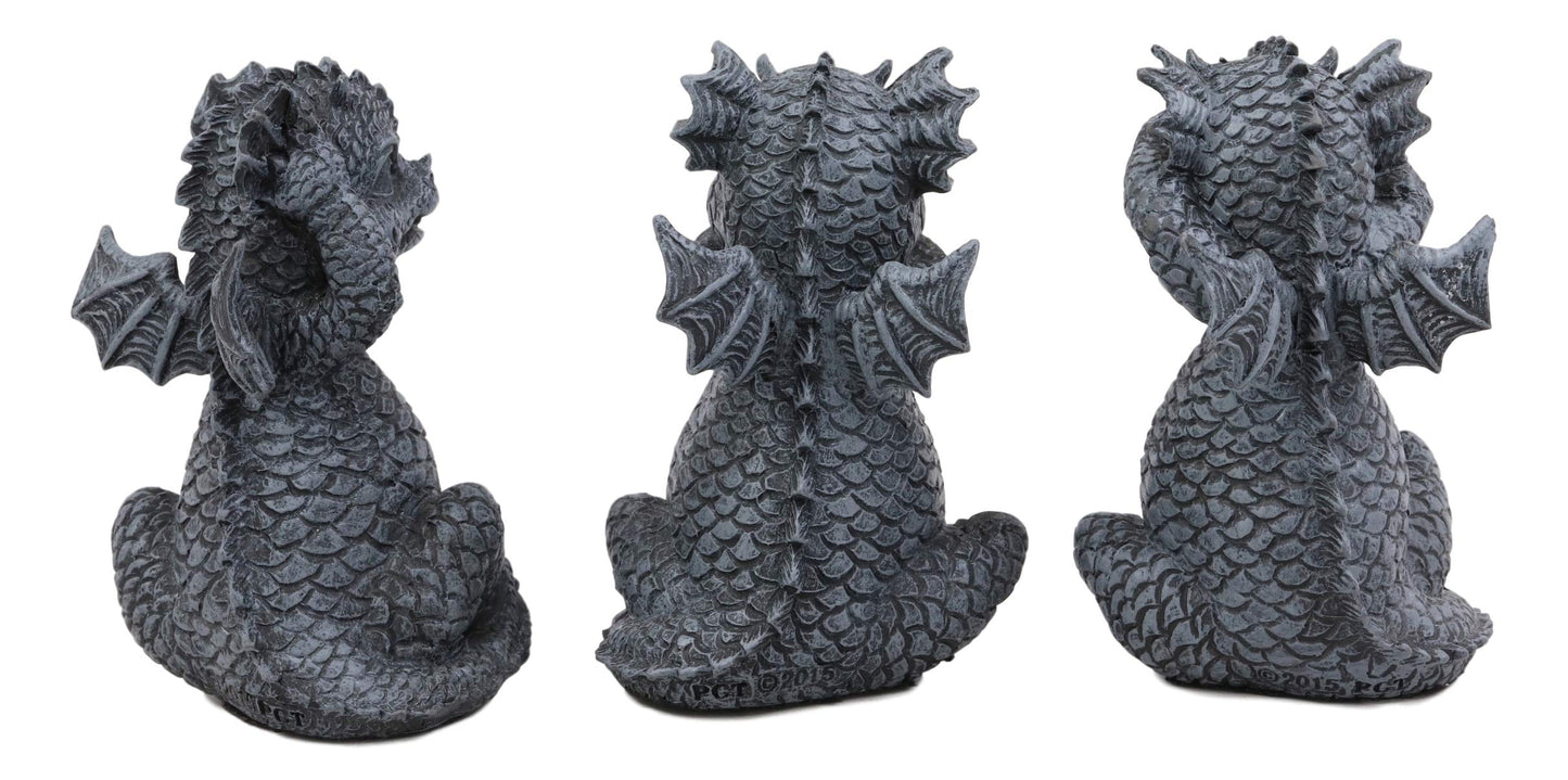 Ebros Whimsical Three Wise Dragon Hatchlings See Hear Speak No Evil Baby Dragons Collectible Figurine Miniature Set 3.5' Tall Each Dungeons And Dragons Medieval Renaissance Decor