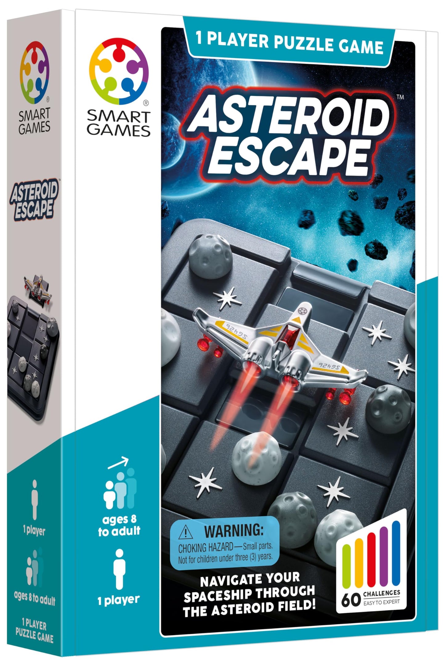 SmartGames Asteroid Escape Travel Sliding Puzzle Game Featuring 60 Challenges for Ages 8-mature-themed