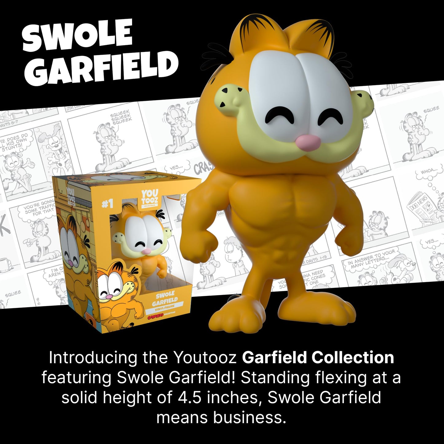 Youtooz Swole Garfield Vinyl Figure, 4.5'' Youtooz Garfield Collectible, Highly Detailed Swole Garfield By Youtooz Garfield Coll