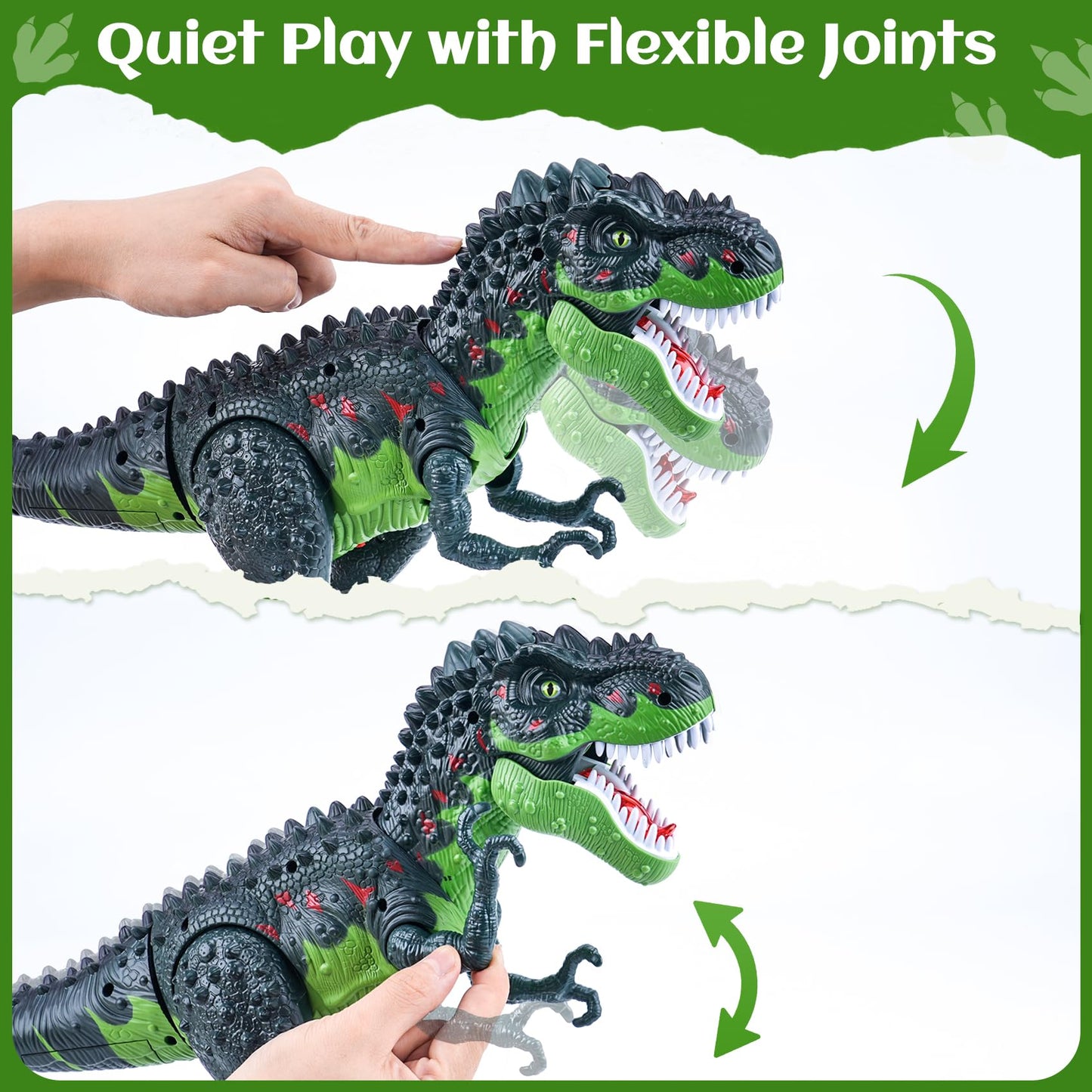 AHCo. Big Walking T-Rex Dinosaur Toy Plus for Kids - Realistic Tyrannosaurus Toys with 3D Eyes, Mist Spray, Lights and Roar Soun