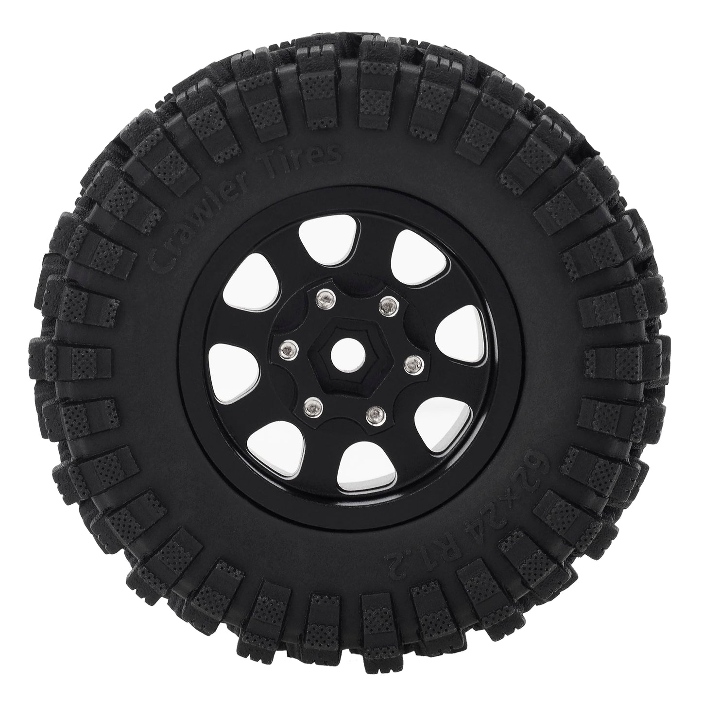 MEUS RACING 1.2 Beadlock Wheels Tires Set Brass Rim for TRX4M SCX24 FCX24 AX24 1/24 1/18 RC Crawler Car, Negative 4mm 42g (Black