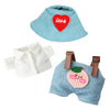 17cm Doll Clothes - Kawaii Chic Style Set for 17cm Dolls  Cute Doll Outfit with Accessories - White Shirt + Pink Peach Blue Romper + Heart Shaped Blue Hat (Clothes Only)