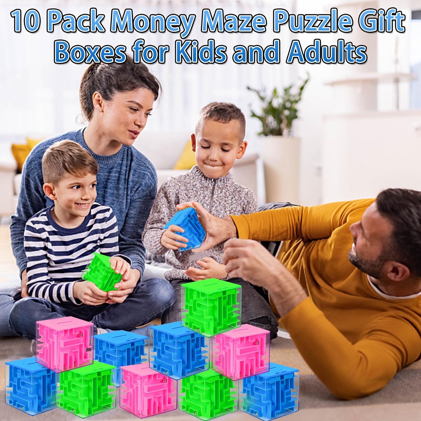 Tcvents 10 Pack Money Maze Puzzle Gift Boxes(3 Colors), 3D Mazes Magic Cube Money Puzzle Box Toy Set Brain Teasers For Kids Teen