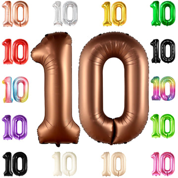 Katchon, Giant Coffee Brown 10 Balloon Number - 40 Inch | Coffee Brown Number 10 Balloon For 10Th Birthday Decorations | 10 Birthday Balloon Brown For 10 Year Old Birthday Decorations | 10 Balloons