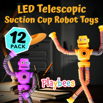 Led Telescopic Suction Cup Robot Toys 12Pack - Shape Changing Educational Fidget Toys, Sensory Toys Adhd Autistic, Stimulating C