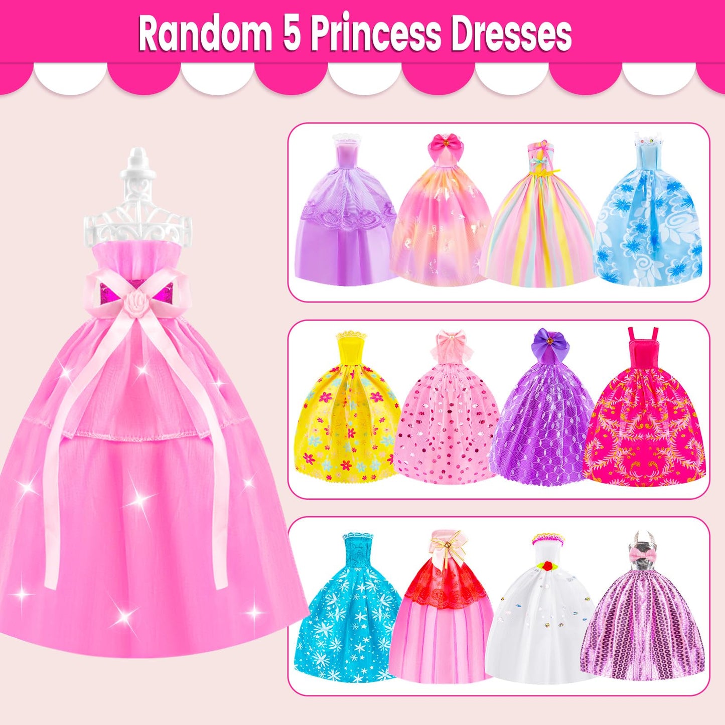 137 Pcs Doll Clothes And Accessories With Closet For 11.5 Inch Doll,Included Princess Dresses,Fashion Dresses,Casual Clothing,Sw