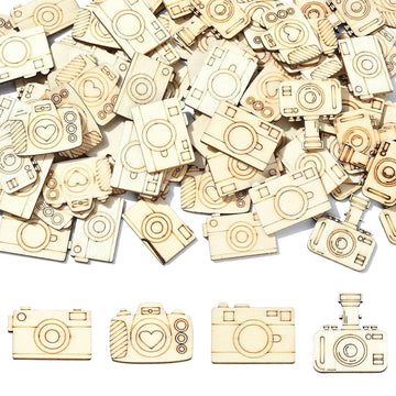 Cliths Pack Of 20 Random Camera Wood Cutouts  Unfinished Wooden Painting Crafts For Diy Arts & Crafts Projects, Home Decor, And