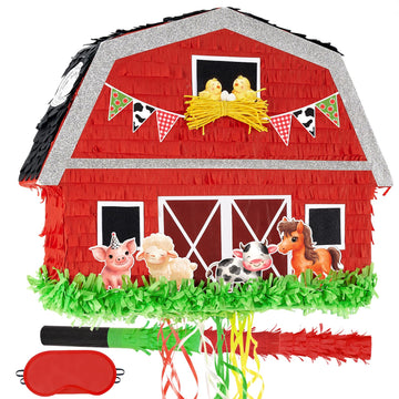 WERNNSAI Red Farm Animal Piata - Farm Baby Shower Decorations Animal Pinata Party Game for Kids Birthday Celebrations Milk Farm 