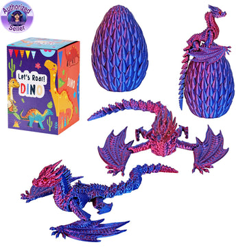 Jefuzh 3D Printed Dragon,Flying Mystery Egg Articulated Dragon,3D Printed Crystal Dragon With Wings,3D Dragon Eggs With Dragon I