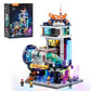 Lumibricks Cyberpunk Floating-Train-Station Lighting-Building-Bricks Set - Cyberpunk City Future Levitation Train Station Street View Collection LED Light Model 2760 Pcs for mature-themeds and Sci-fi Lovers