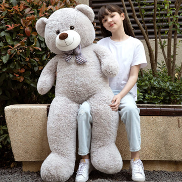 Morismos Giant Teddy Bear Stuffed Animals, Big Teddy Bear Gray Large Bear Plush Gifts For Girlfriend Kids Christmas Valentine'S
