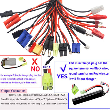 Vgoohobby 19 in 1 RC Car Truck Lipo Battery Multi Charger Adapter Lead Cable Converter Compatible with Traxxas Tamiya RC Car Tru
