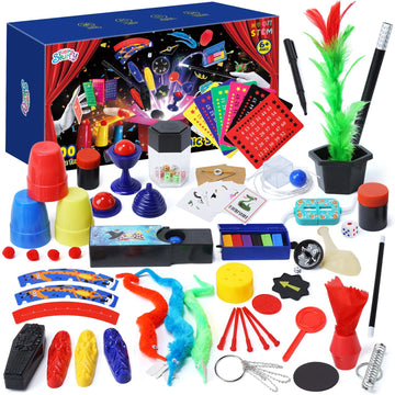 Skirfy Magic Set-Magic Tricks For Kids Age 8-10,100+ Kids Magic Kit Age 6-8, Magic Starter Kit With Dice Magic Trick, Magic Wand