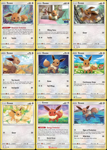 Pokemon Eevee 9 Card Lot - Sun Moon Lost Thunder - 155/214-101/149