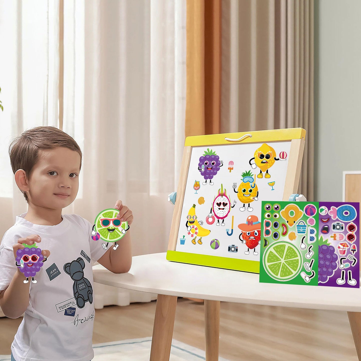 Dorgua Fruit Themed Make-A-Face Sticker, Make A Fruit Stickers For Kids Girls, Diy Crafts Stickers Face Stickers, Make Your Own