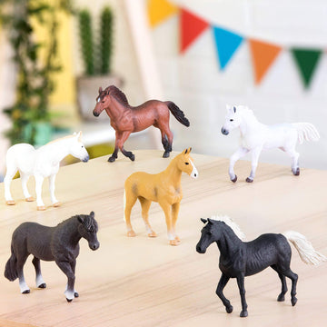 Terra By Battat – 6 Pcs 6' Horse Toys – Plastic Animal Figures Horses – Realistic Mustang Figurines – Collectible Horse Gift For Kids 3+ – Horse Party Decorations
