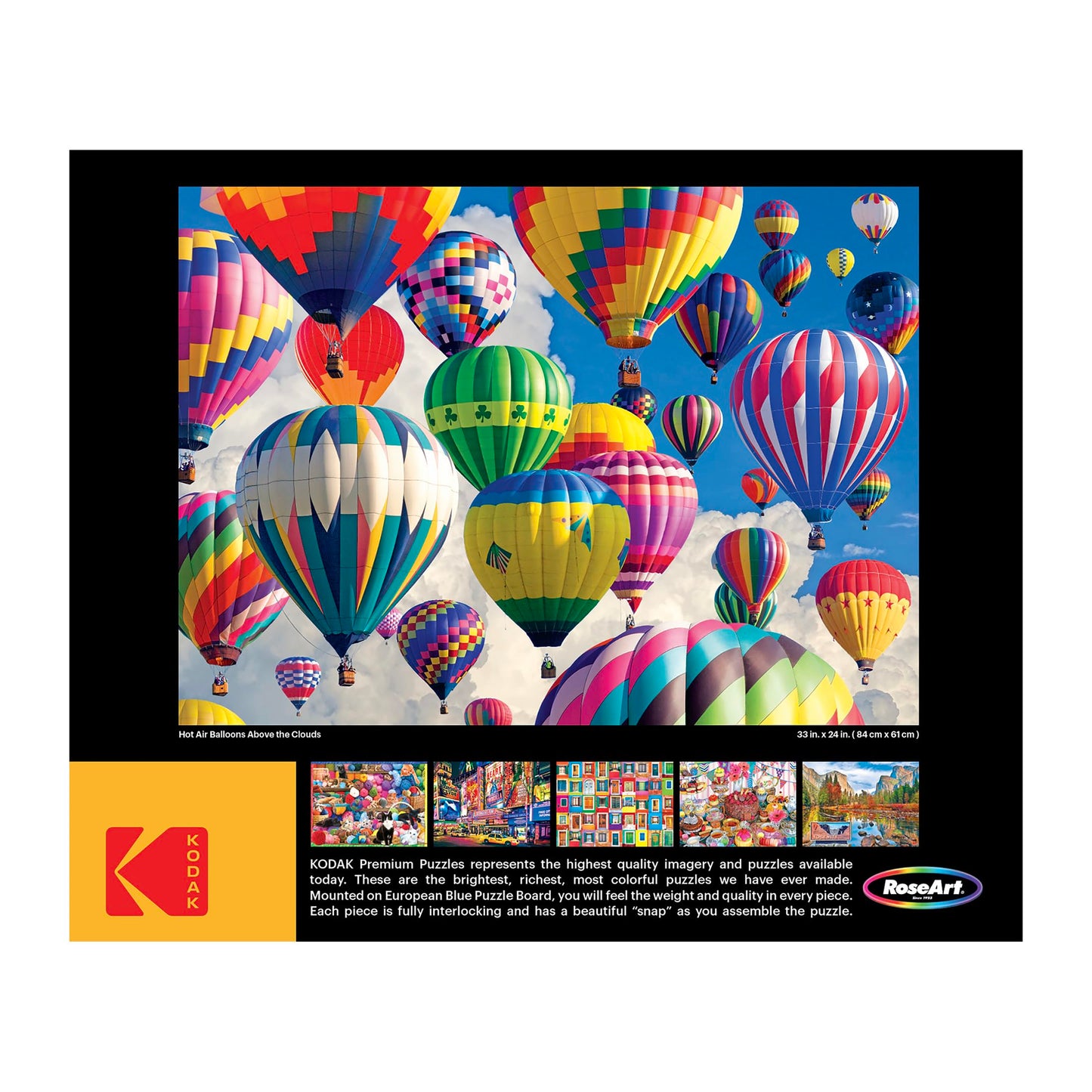 KODAK PREMIUM PUZZLES 1500 Piece Jigsaw Puzzle - Hot Air Balloons Above The Clouds, Multi Colored, 23" x 33", Model 8900ZZAY