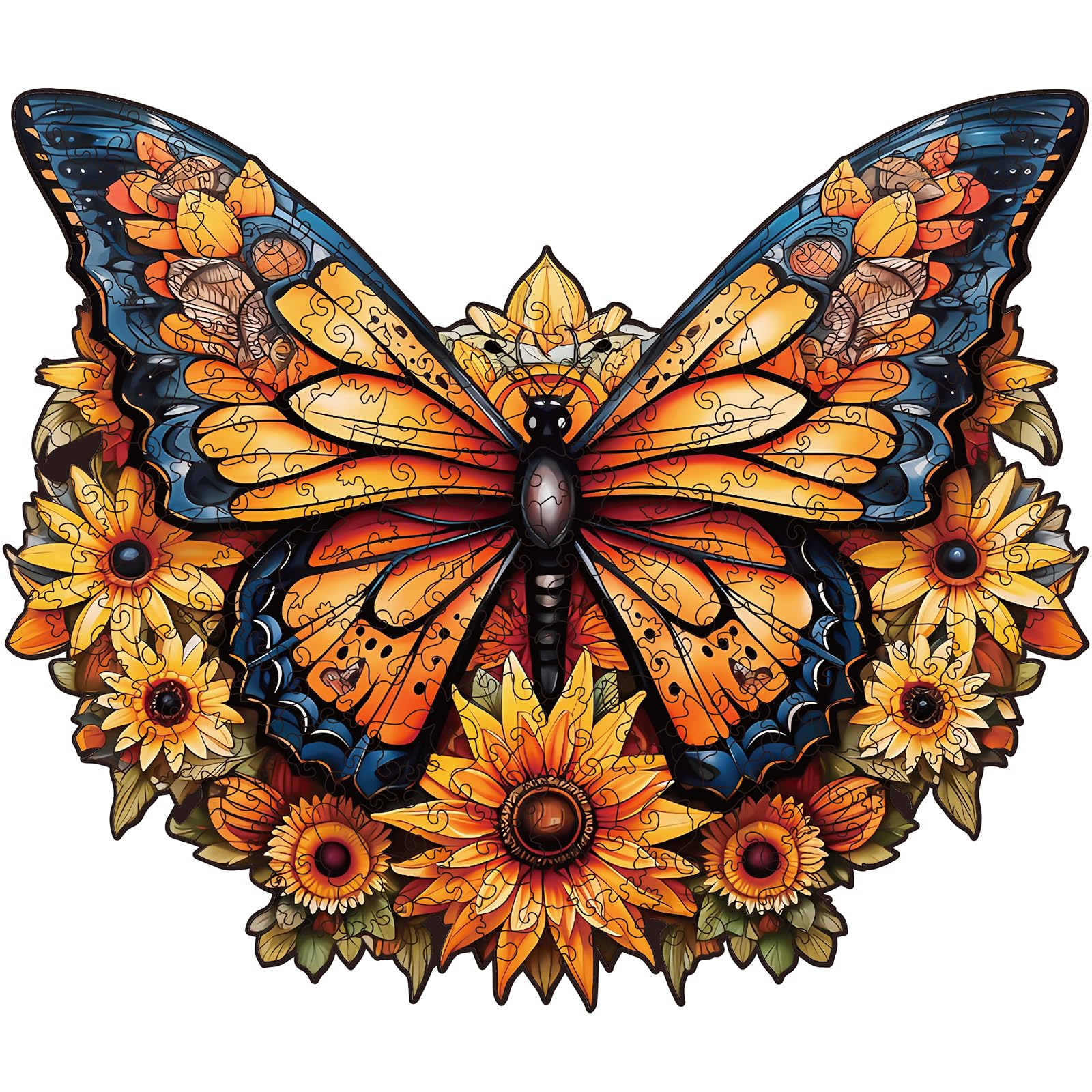 Wooden Puzzles For Adults - 200 Pieces Butterfly Unique Shaped Wooden Jigsaw Puzzles For Adults, Medium Size 10'' X 12'' Adult W