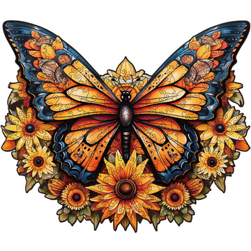 Wooden Puzzles For Adults - 200 Pieces Butterfly Unique Shaped Wooden Jigsaw Puzzles For Adults, Medium Size 10'' X 12'' Adult W