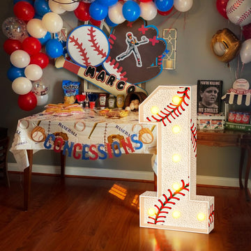 Marquee Numbers Baseball Birthday Decorations: 3Ft Large Party Decor Boy First 1St 21St Big Light Up Cardboard Number 1