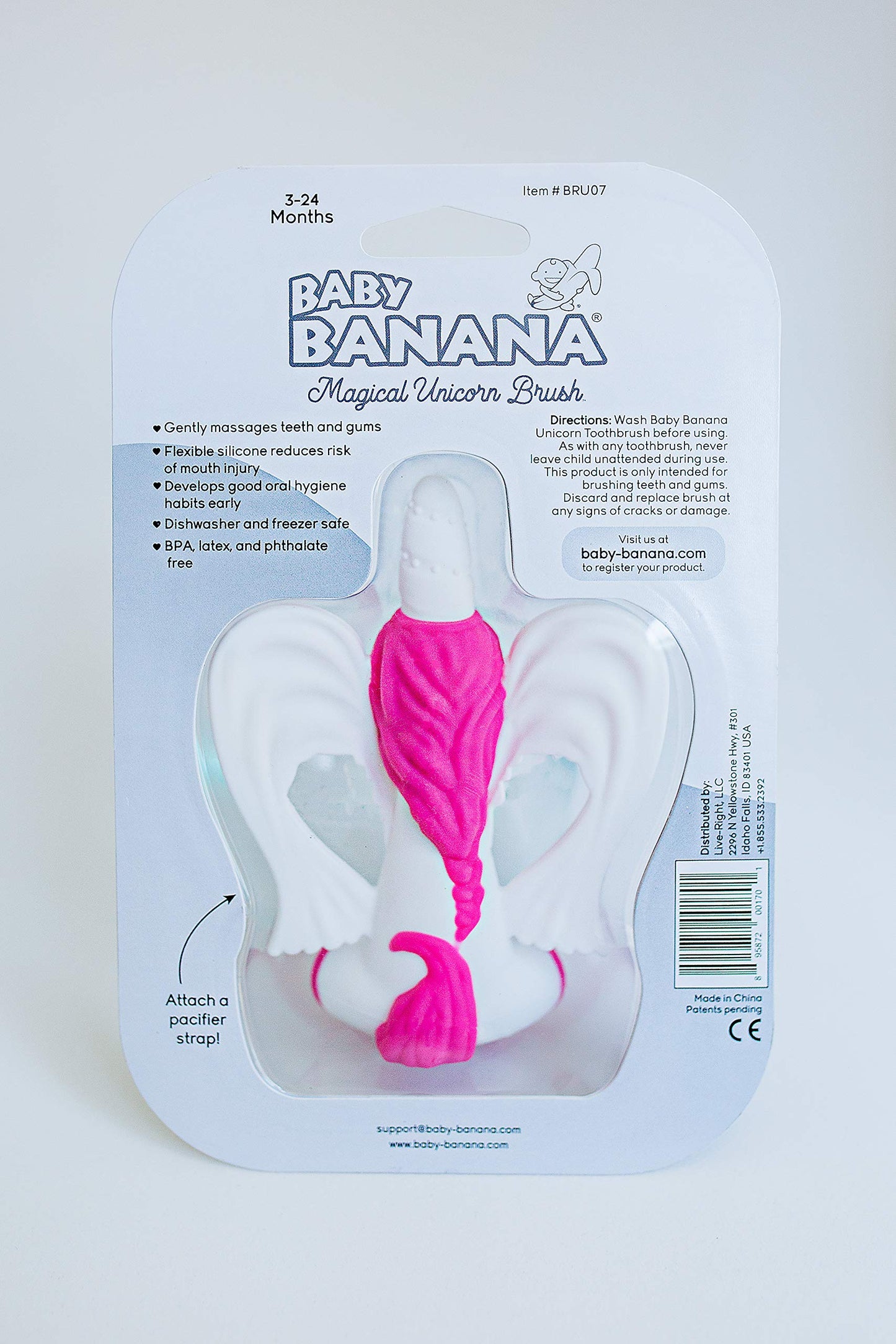 Baby Banana Magical Unicorn Toothbrush - Silicone Training Teether for Infants, 1 Count, Model BRU07
