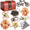9 pcs Metal Wooden Brain Teaser Puzzle Logic Metal Puzzle for mature-themed Kid Toy Lock Puzzles Gift for mature-themeds Teenagers Kids